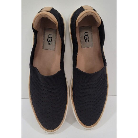 UGG Sammy Chevron Black Flats Knit Casual Comfort Slip On Women Sneaker 8,5 - Picture 7 of 9